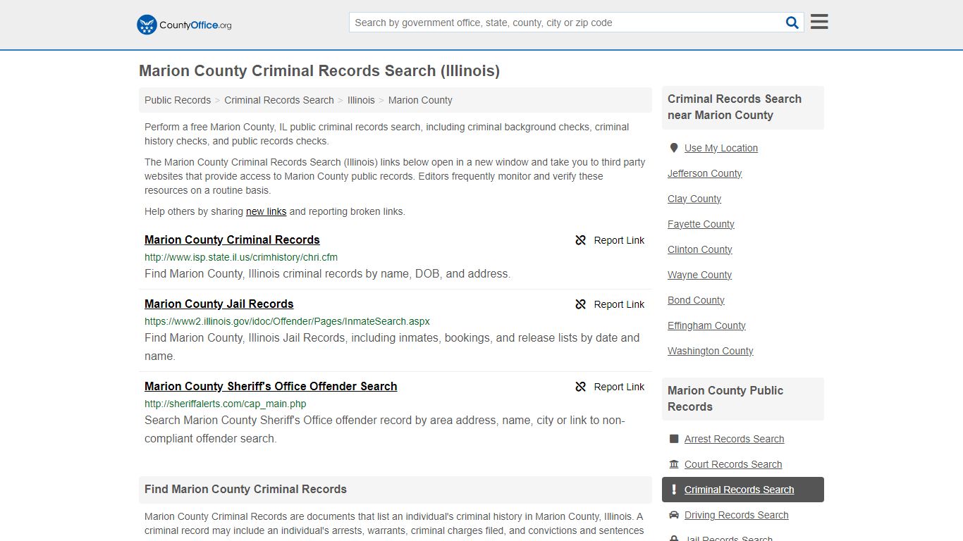 Marion County Criminal Records Search (Illinois) - County Office